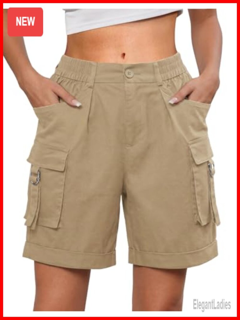 Women's Cargo Bermuda Shorts Baggy Cotton Knee Length Jorts 6 Pocket